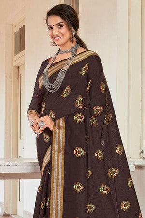 Nero Brown Chanderi Cotton Saree