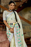 Off White Cotton Saree fancy saree