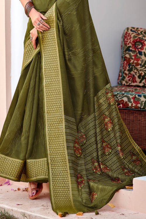 Olive Green Cotton Saree sarees for women