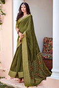 Olive Green Cotton Saree cotton saree