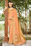 Orange Cotton Saree summer saree, plain cotton saree