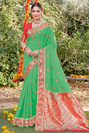 Parakeet Green Cotton Saree