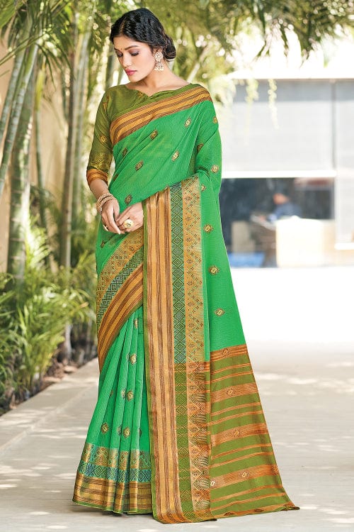 Parakeet Green Cotton Saree cotton saree