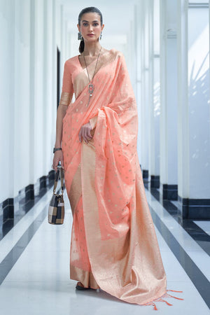 Peach Cotton Saree