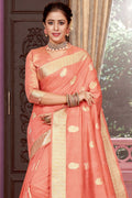 Peach Cotton Saree cotton fabric