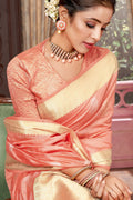 Peach Cotton Saree cotton saree