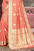 Peach Cotton Saree designer saree