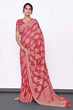 Peach Cotton Saree