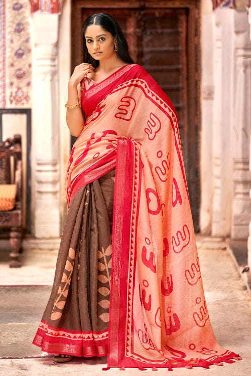 Peach Cotton Saree peach cotton saree