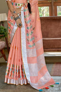 Peach Cotton Saree designer saree
