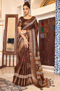 brown cotton saree