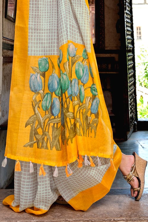 Pewter Grey Cotton Saree sarees for women