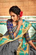 Pewter Grey Cotton Saree cotton saree