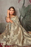 Pewter Grey Cotton Saree fancy saree
