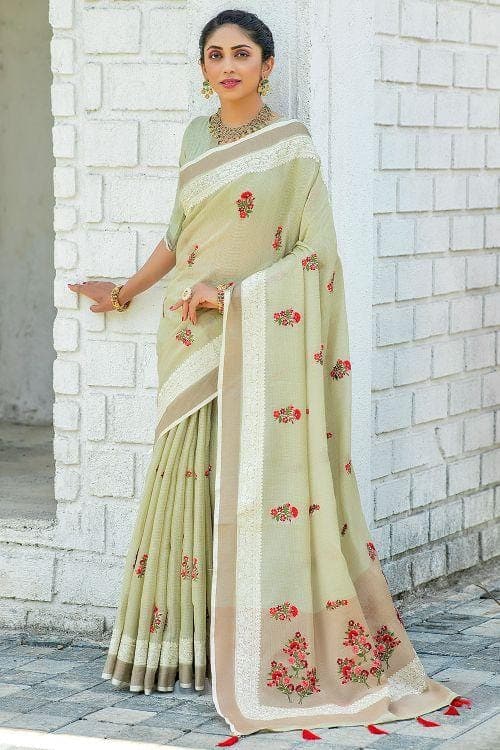 Pista Green Cotton Saree cotton saree blouse design