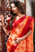 Pumpkin Orange Cotton Saree cotton saree for summer