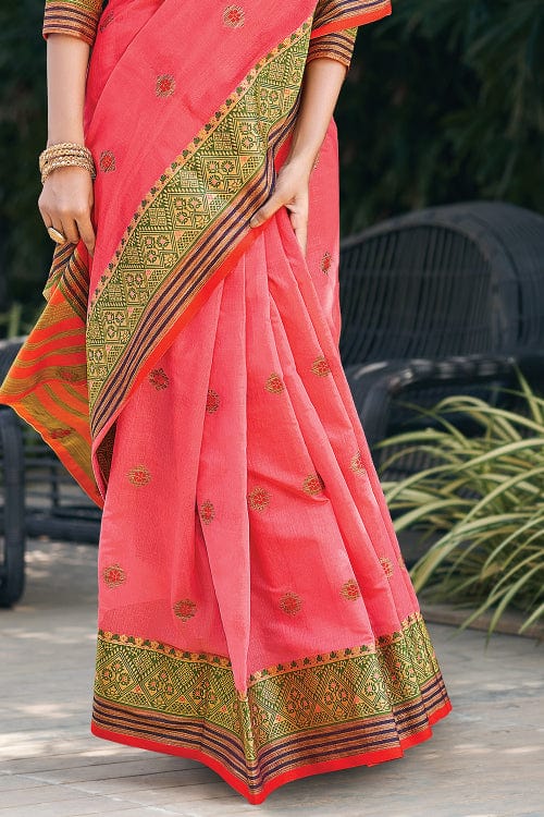Punch Pink Cotton Saree sarees for women