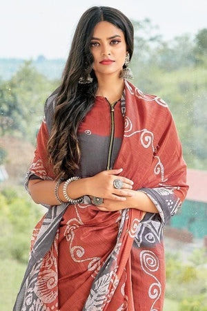 Pure Red Cotton Saree