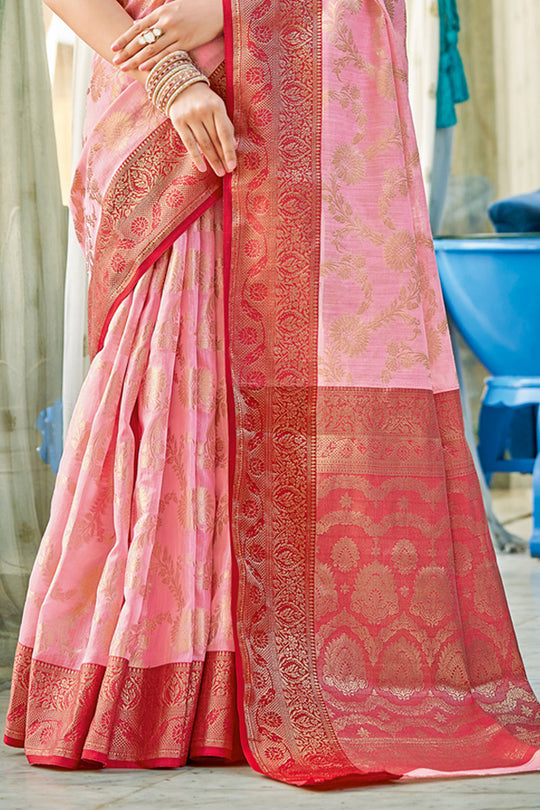 Rose Pink Cotton Saree designer saree