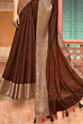 Russet Brown Cotton Saree designer saree