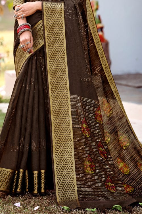 Russet Brown Cotton Saree fancy saree
