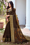 Russet Brown Cotton Saree brown cotton saree
