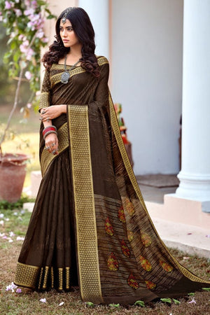 brown cotton saree