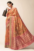 Salmon Orange Cotton Saree cotton saree online