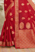 Scarlet Red Cotton Saree cotton saree price
