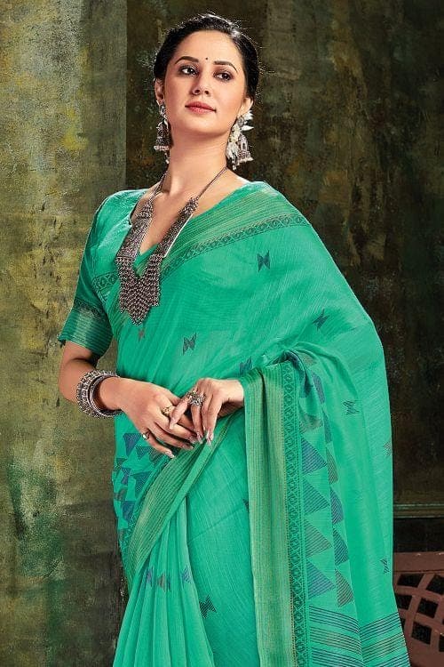 Sea Green Cotton Saree cotton saree