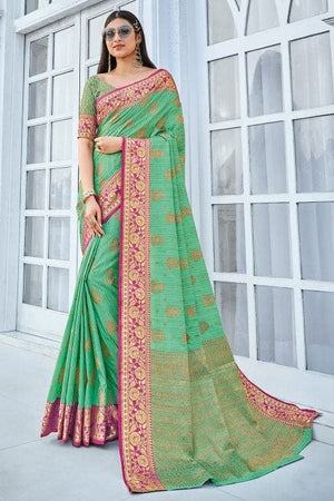 Shamrock Green Cotton Saree