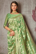 Shamrock Green Cotton Saree designer saree