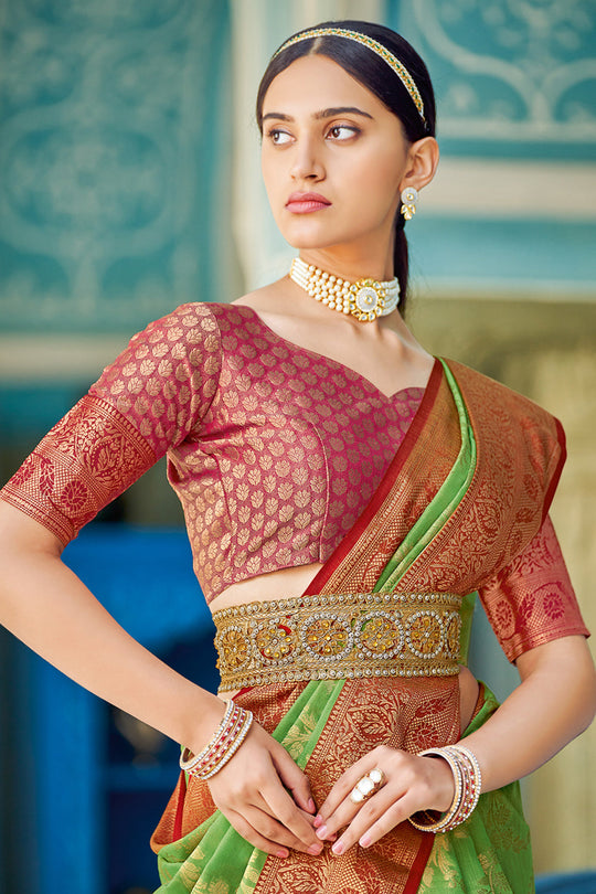 Sheen Green Cotton Saree cotton saree