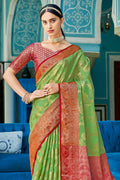 Sheen Green Cotton Saree fancy saree