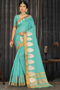 Sky Blue Cotton Saree blue cotton saree