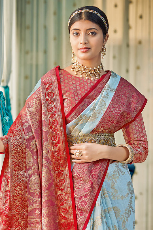 Sky Blue Cotton Saree cotton saree