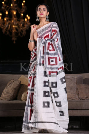 Snow White Cotton Saree
