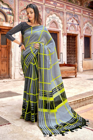 Steel Grey Cotton Saree