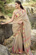 Tan Beige Cotton Saree cotton saree price