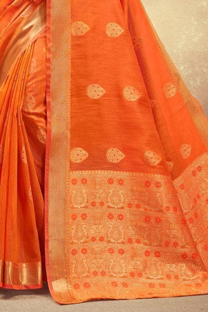 orange cotton saree