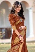 Tawny Brown Cotton Saree cotton saree