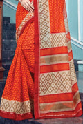 Tiger Orange Cotton Saree fancy saree