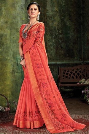 True Red Cotton Saree