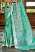 Turquoise Blue Cotton Saree designer saree