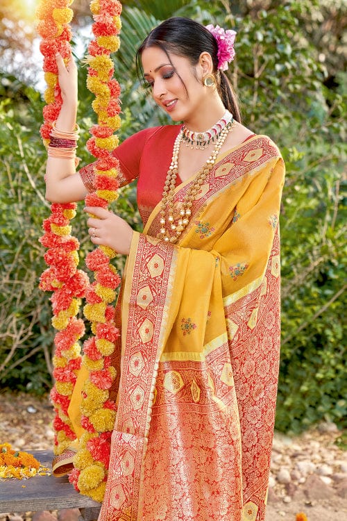 Tuscany Yellow Cotton Saree cotton saree blouse design