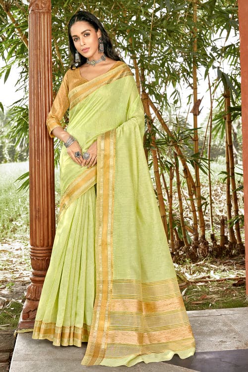 Vivid Green Cotton Saree cotton saree