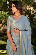 Vivienne Grey Cotton Saree cotton saree blouse design