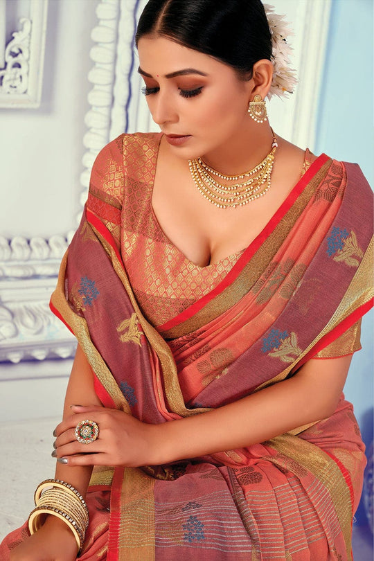 Watermelon Pink Cotton Saree Cotton Saree Watermelon Pink Cotton Saree saree online