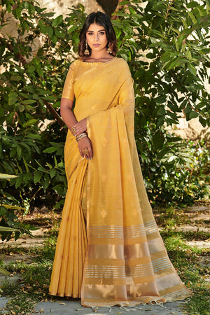 Yellow Cotton Saree