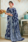 Dark Blue Cotton Silk Saree cotton silk saree